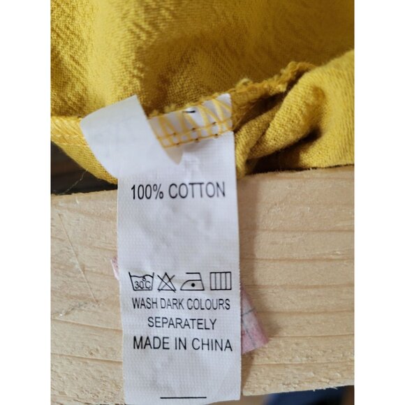 Yellow Cotton Boho Tiered Maxi Dress With V-Neck Short Sleeves 2XL - Picture 8 of 9